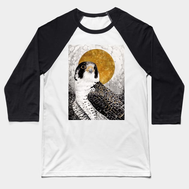 Peregrine falcon Watercolor at night sky Baseball T-Shirt by MandalaSoul